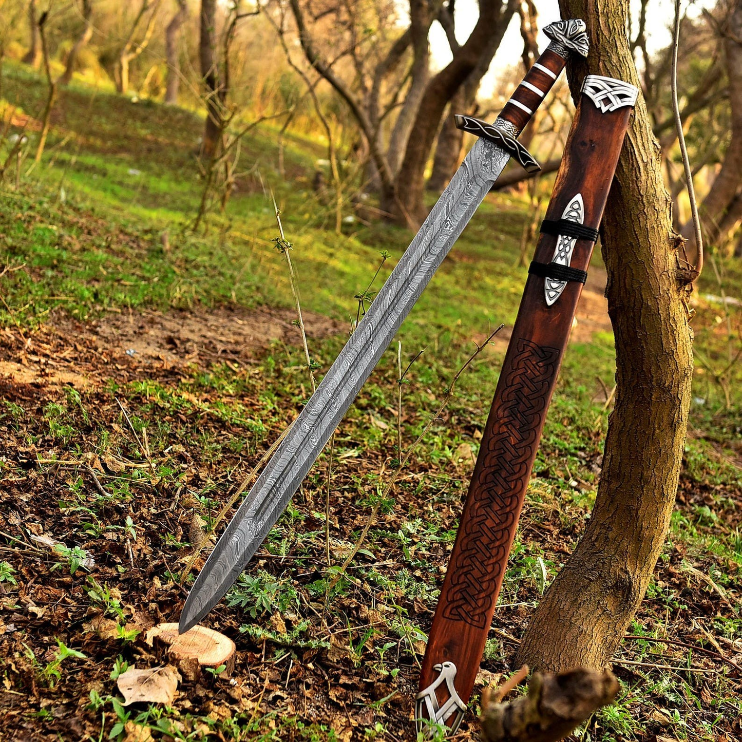 Hand Made Forged Damascus Steel Sword Viking Sword Replica Sword|Medieval Sword|Northmen Viking Sword With Scabbard| Personalized Gift