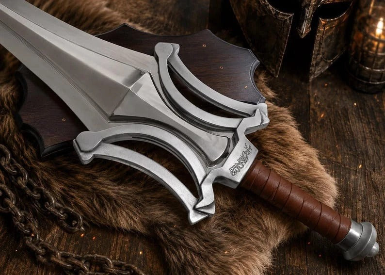 Handmade Power Sword Prop Replica – Fantasy Cosplay Steel Sword – Collectible Medieval Greatsword Video Game Weapon – Gift for Gamers &amp; Collectors