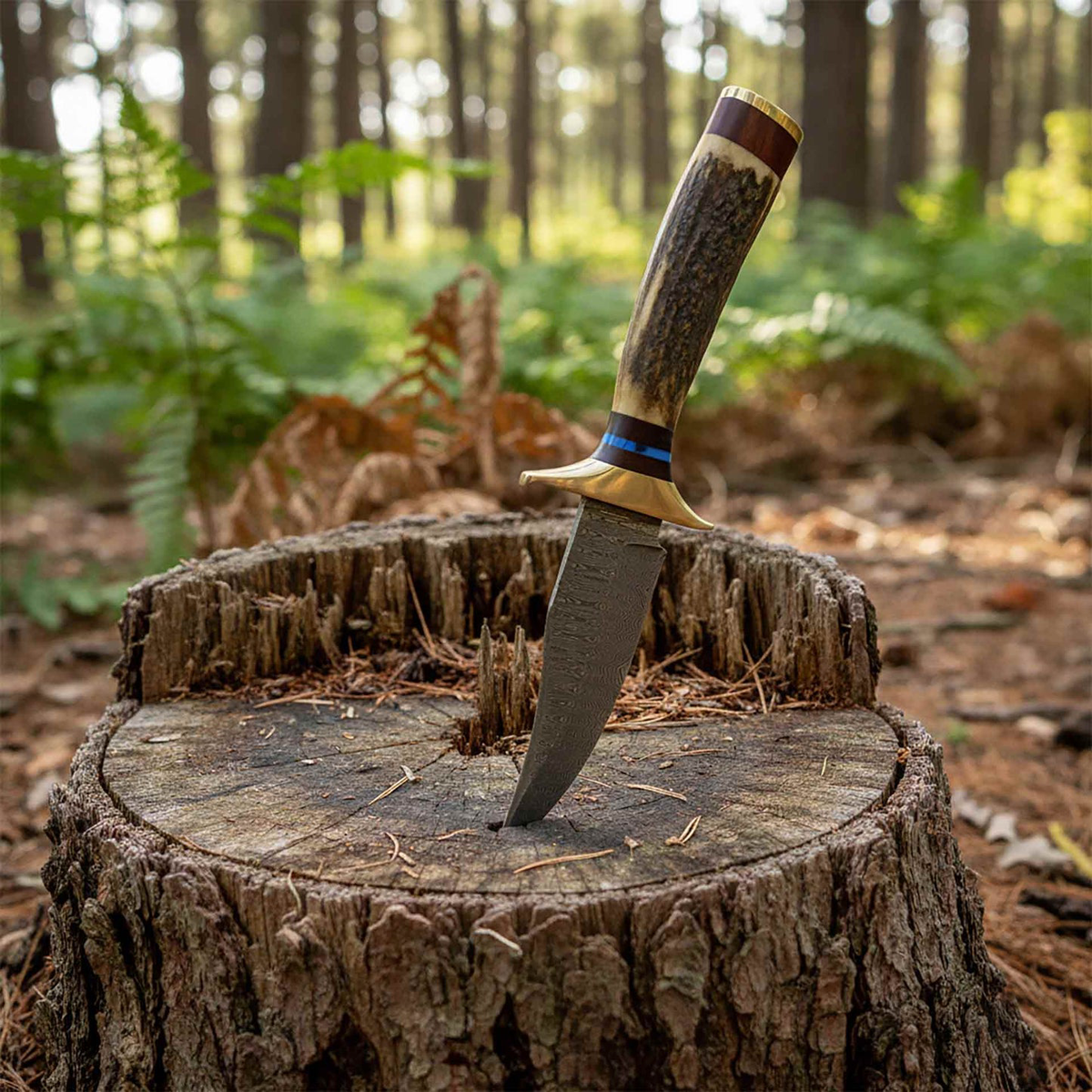 The Stag Spirit – Stag Handle Knife with Brass Guard for Hunters