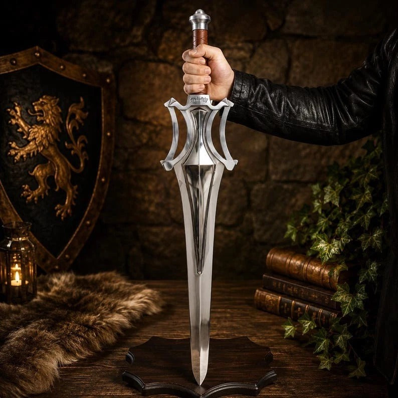 Handmade Power Sword Prop Replica – Fantasy Cosplay Steel Sword – Collectible Medieval Greatsword Video Game Weapon – Gift for Gamers &amp; Collectors