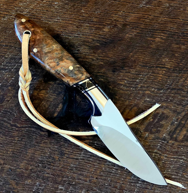 8" Custom Handmade D2 Steel  Hunting Knife - Premium&nbsp; Resin Hybrid Handle, Razor Sharp Fixed Blade Outdoor EDC Knife with Leather Lanyard