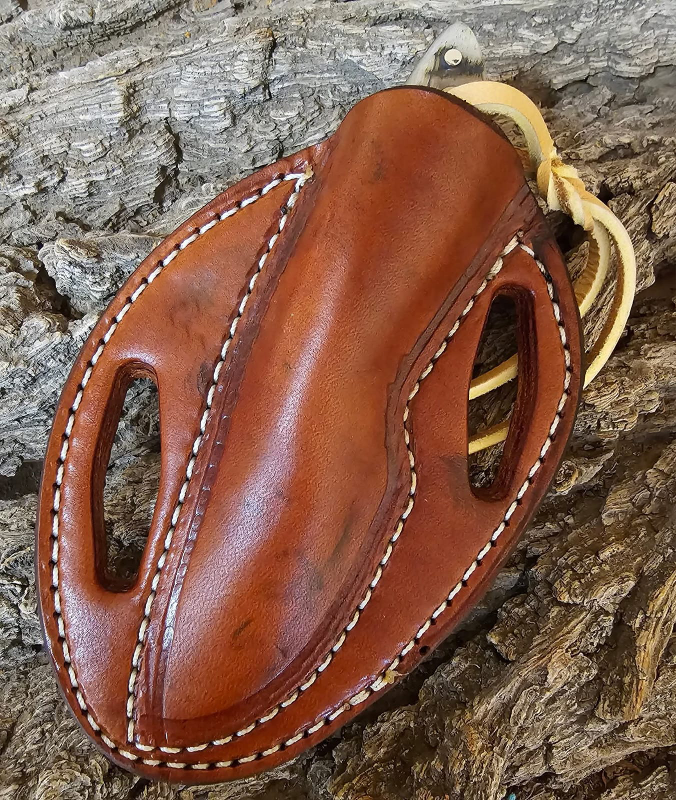 Handmade Mirror-Polished D2 Steel Hunting Knife with Premium Bone Handle & Leather Lanyard With Leather Sheath