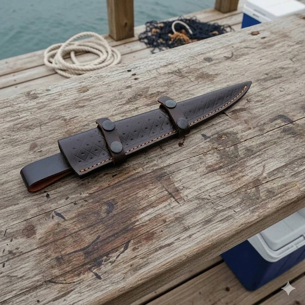 Custom Handcrafted D2 Steel 11" Fillet Knife – Genuine Stag Horn Handle & Turquoise Spacer & With Leather Sheath