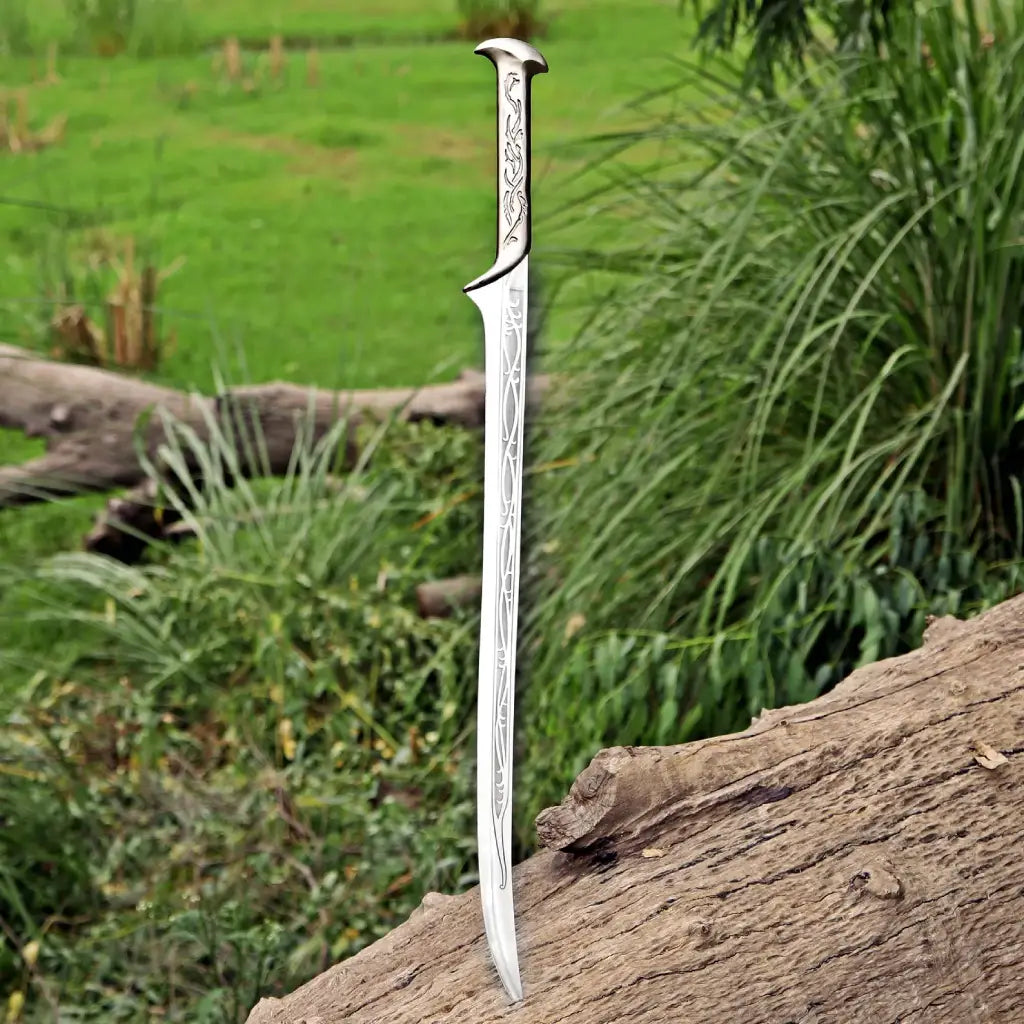 Handmade Fantasy Engraved Sword with Leather Sheath – Decorative Collectible Display Sword