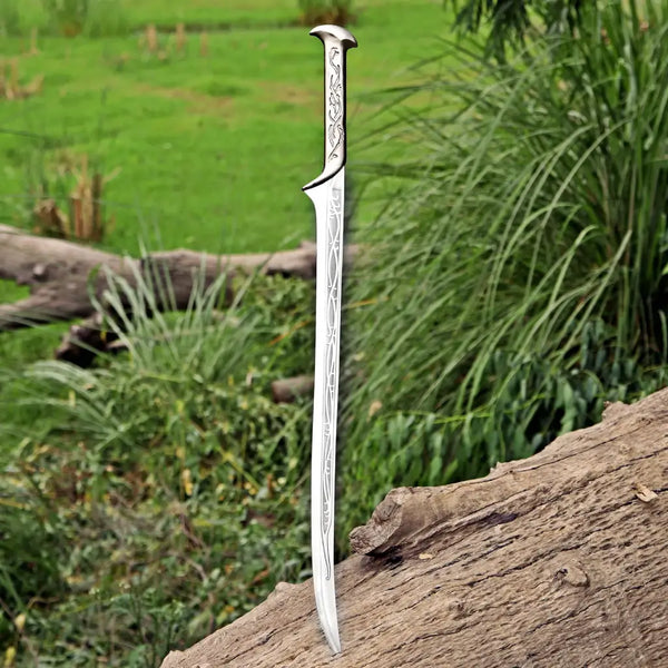 Handmade Fantasy Engraved Sword with Leather Sheath – Decorative Collectible Display Sword
