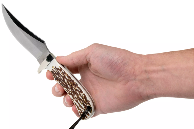 Custom Fixed Blade Hunting Knife Staglon Imitation Antler Horn Handle Stainless Steel Skinner Knife with Genuine Leather Sheath Wholesale