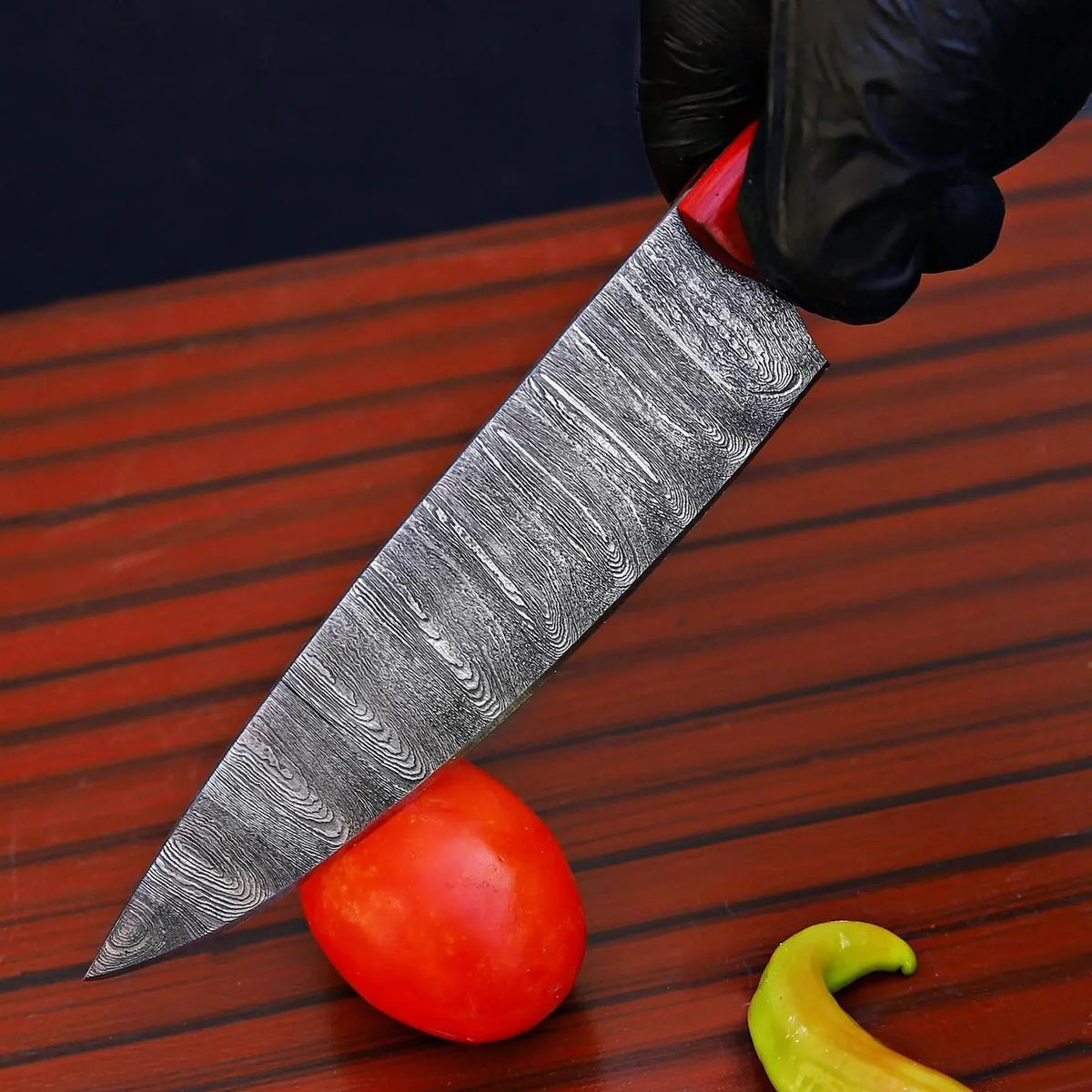 Handmade 5-Piece Damascus Kitchen Knife Set - Professional Chef Knives with Leather Roll Bag