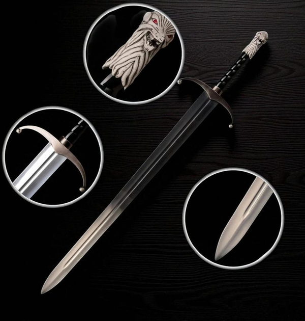 Longclaw White Wolf Longsword – Fantasy Medieval Bastard Sword for Cosplay & Display