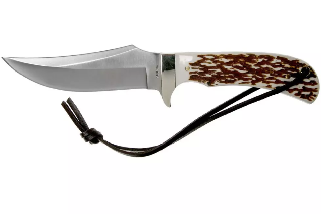 Custom Fixed Blade Hunting Knife Staglon Imitation Antler Horn Handle Stainless Steel Skinner Knife with Genuine Leather Sheath Wholesale