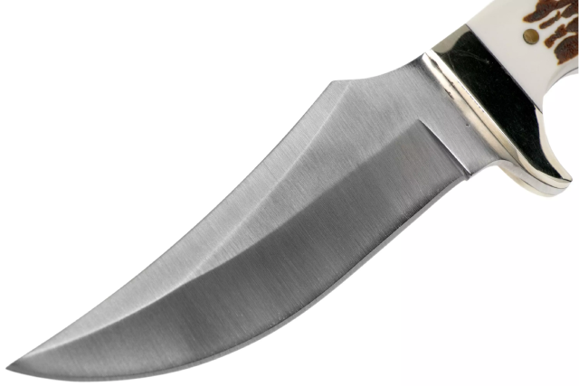 Custom Fixed Blade Hunting Knife Staglon Imitation Antler Horn Handle Stainless Steel Skinner Knife with Genuine Leather Sheath Wholesale