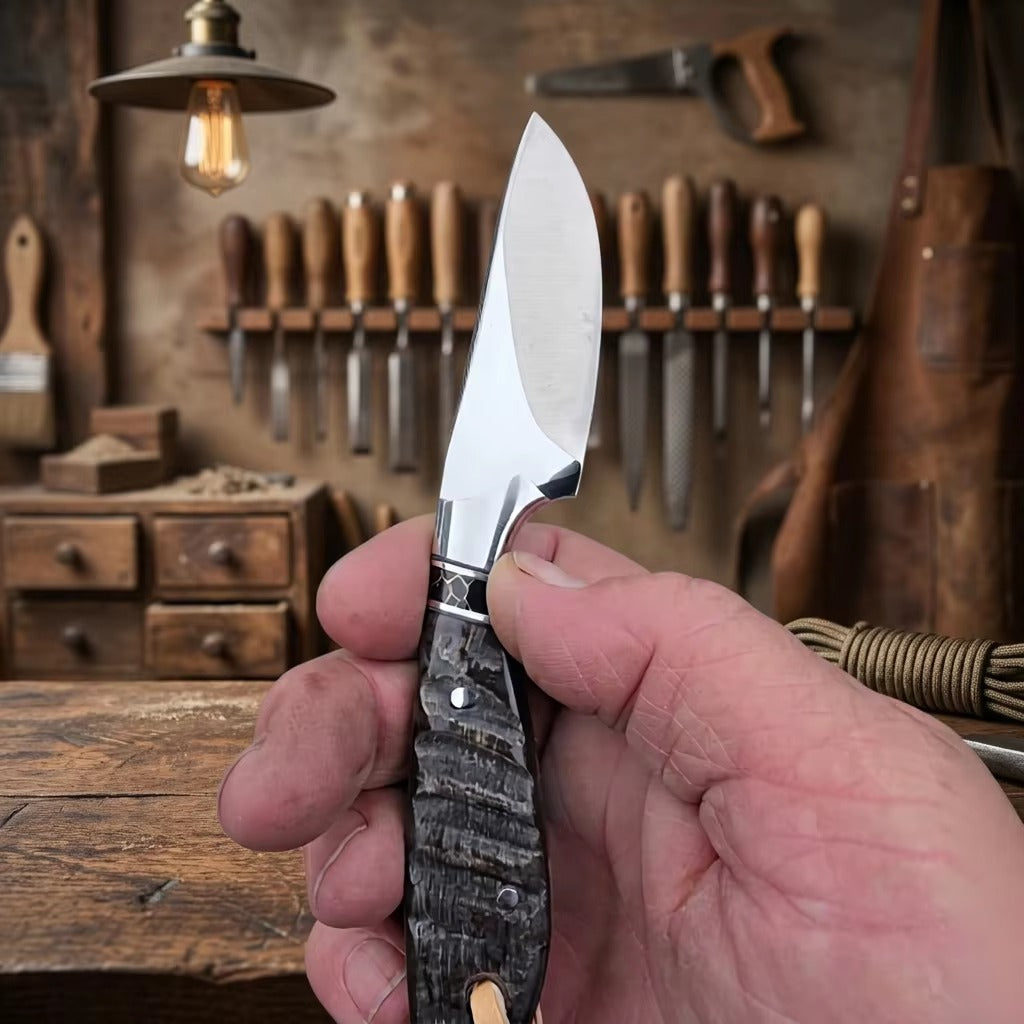 Premium Handcrafted Fixed Blade D2 Steel Hunting  Knife with Custom Leather Sheath