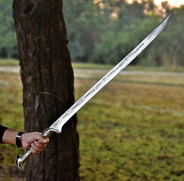 Custom Handmade Elven King Thranduil Sword Replica | Movie Inspired Fantasy Elven Steel Sword with Leather Sheath | Premium Cosplay & Collectible Medieval Sword